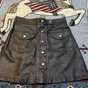 Elegant Black Button-Up A-Line Skirt